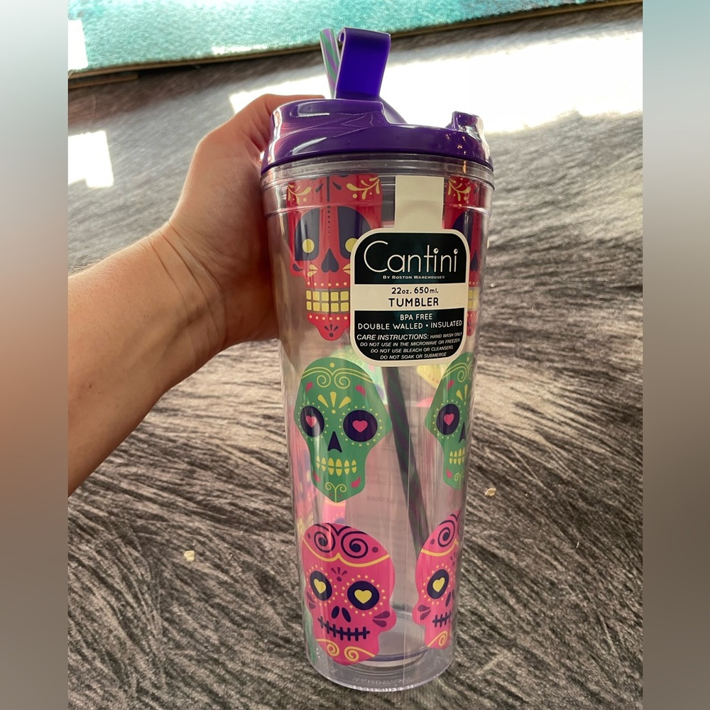 NWT - Cantini Sugar Skulls 22oz BPA Free Double-walled Tumbler